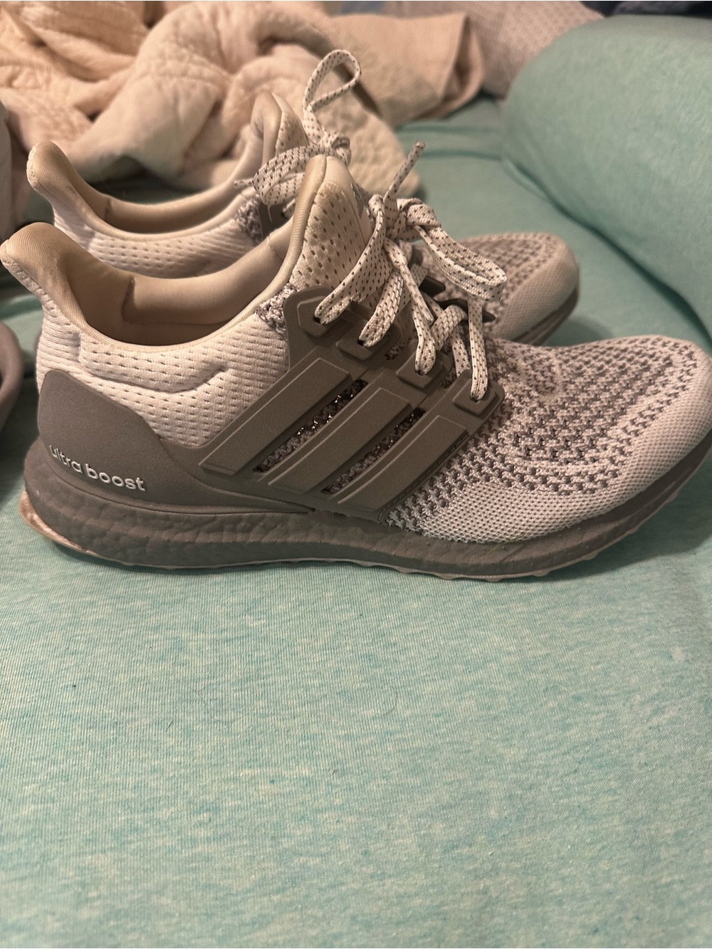 adidas Ultraboost Neutral Gray Knit Running Shoes